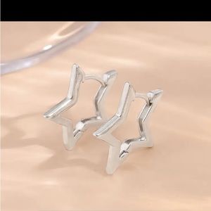 Creative Hollow Pentagram Shaped Hoop Earrings Copper Jewelry